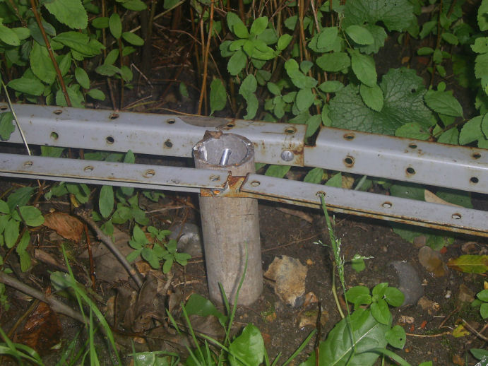 metal post with angle attached